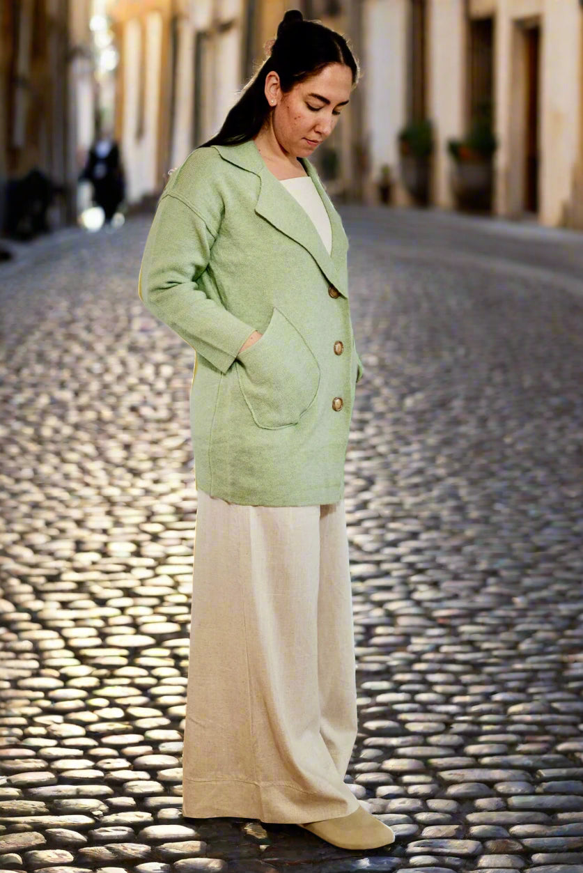 Kim - Green Button Cardigan