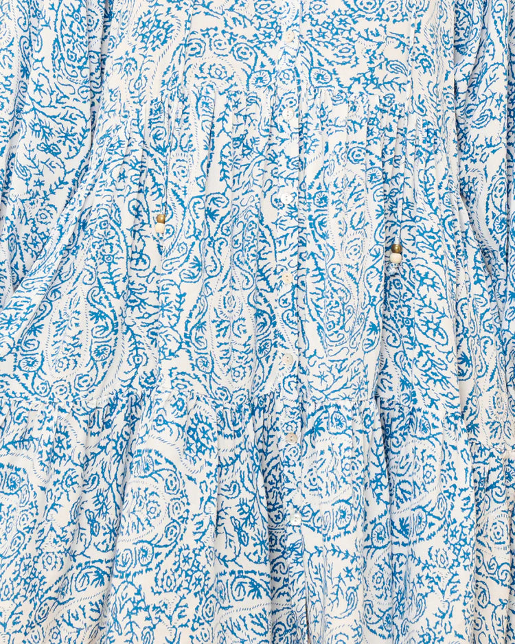 Skyra Blue Boho Button Down Mini Dress