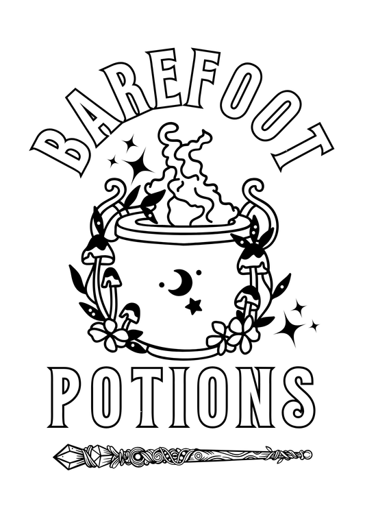 Barefoot Potions Logo Colouring in Sheet