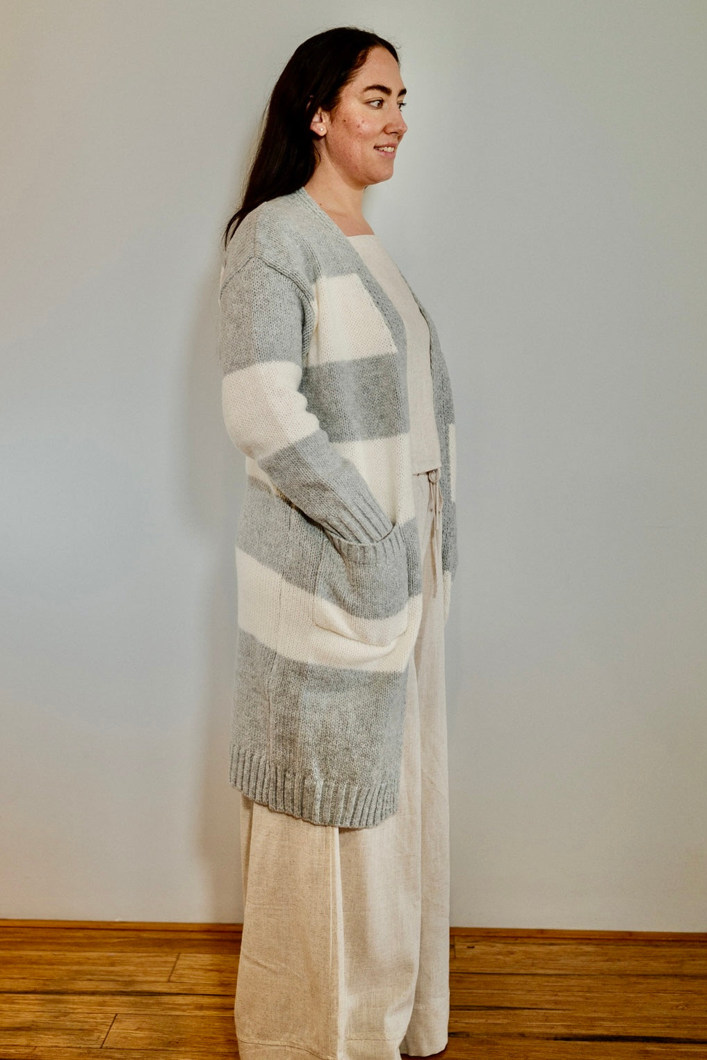 Tilly - Grey & White Cardigan
