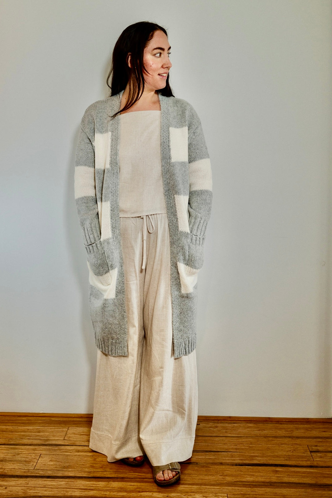 Tilly - Grey & White Cardigan