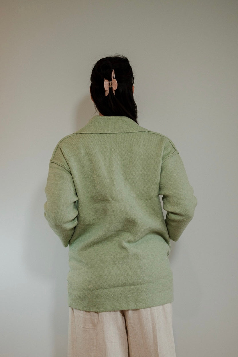 Kim - Green Button Cardigan